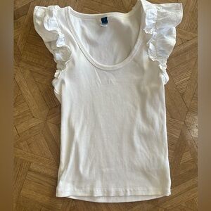White Old Navy Ruffle Sleeve Scoop Neck Tank